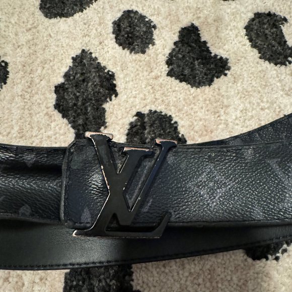 Louis Vuitton LV Initiales Matte Black Belt Logo 45" Mens Used - Picture 1 of 6